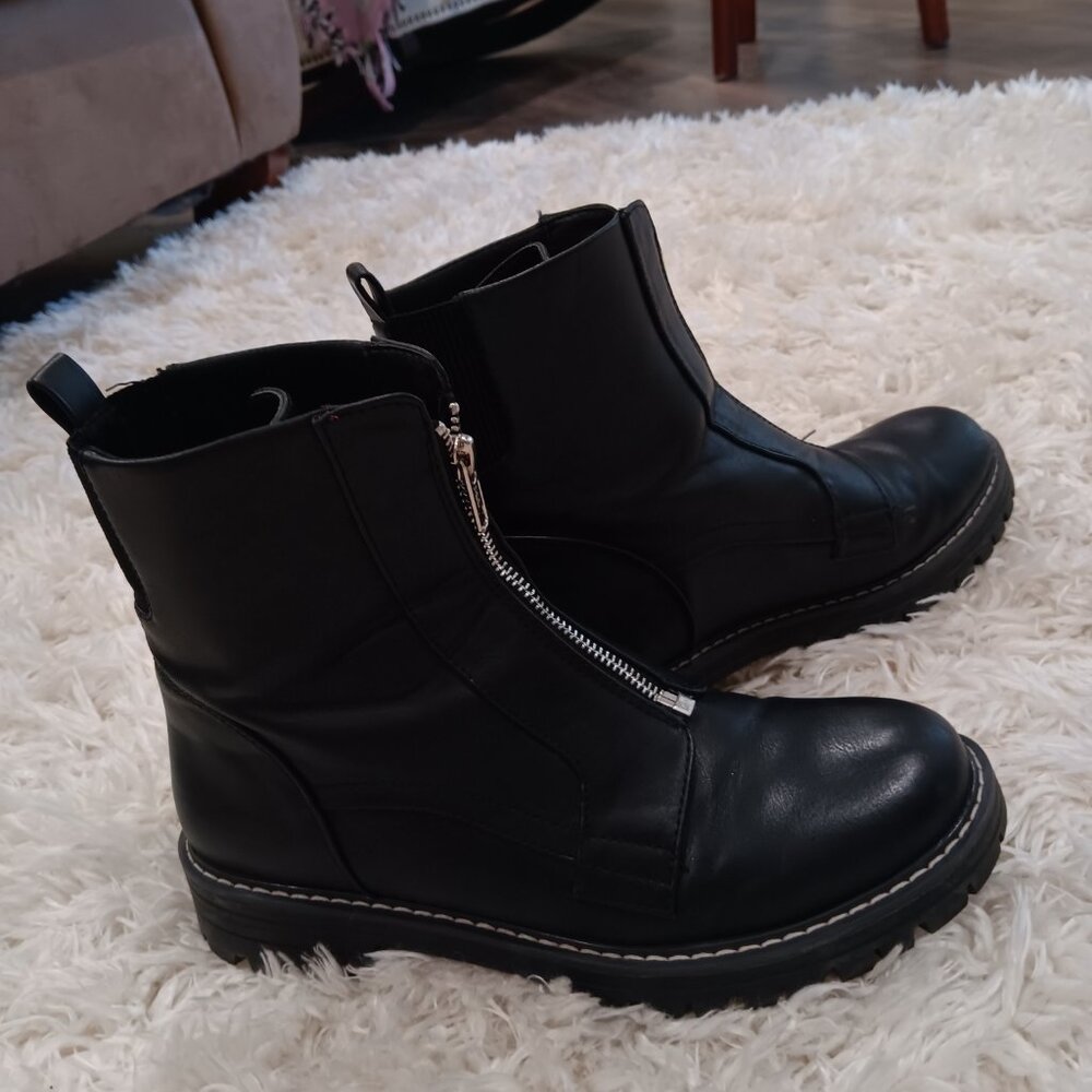 Womans black combat boots / Size 9 / Black - Picture 6 of 8